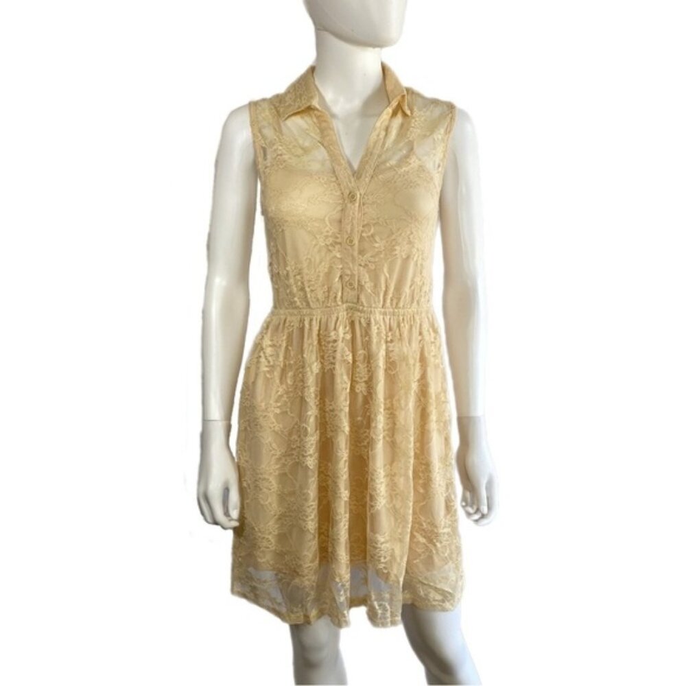 No Boundaries Khaki Lace Sleeveless Layered Dress